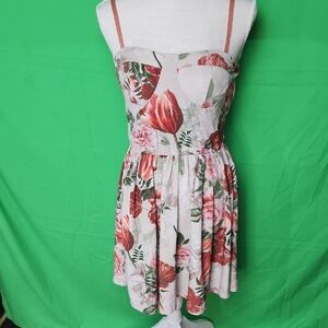 Sleeveless Floral Mini Dress in Pink and Red